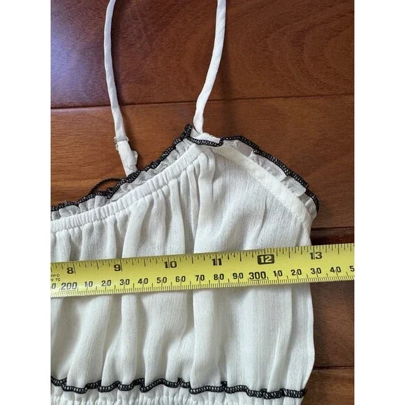 White Fox Tiered Ruffle Semi Sheer Babydoll Camisole Tank Top Sz S Y2K - Picture 6 of 7